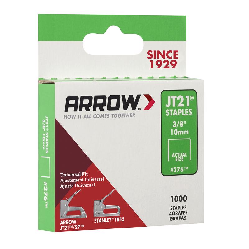 Arrow JT21 7/16 in. W X 3/8 in. L 23 Ga. Wide Crown Light Duty Staples 1000 pk, Pack of 5