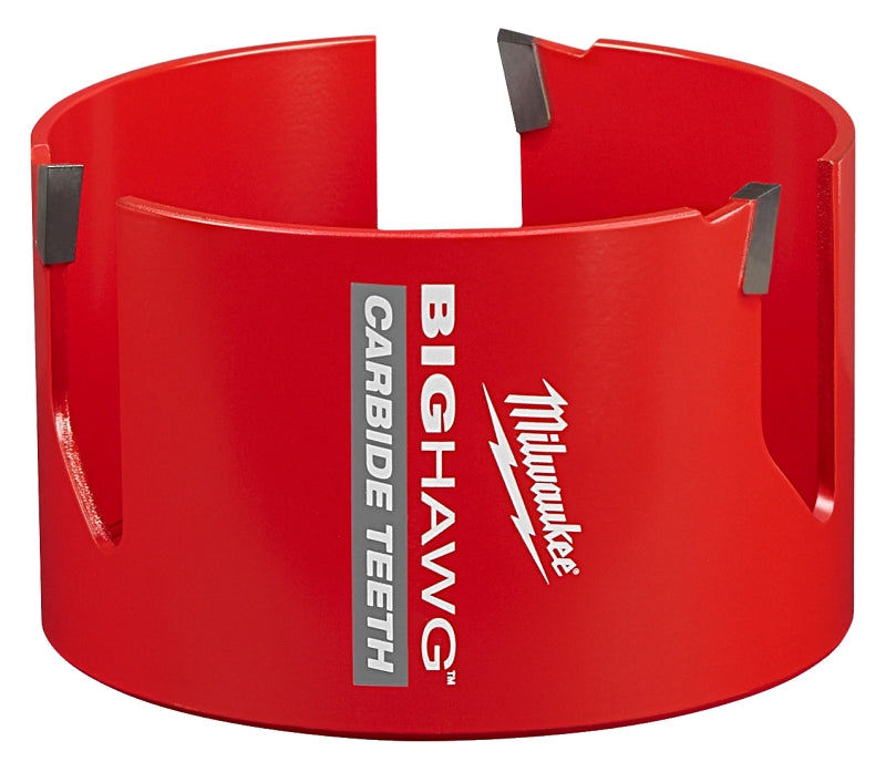 Milwaukee Big Hawg 49-56-9255 Hole Saw, 4-1/4 in Dia, 2.34 in D Cutting, 5/8-18 Arbor, 3 TPI, Carbide Cutting Edge