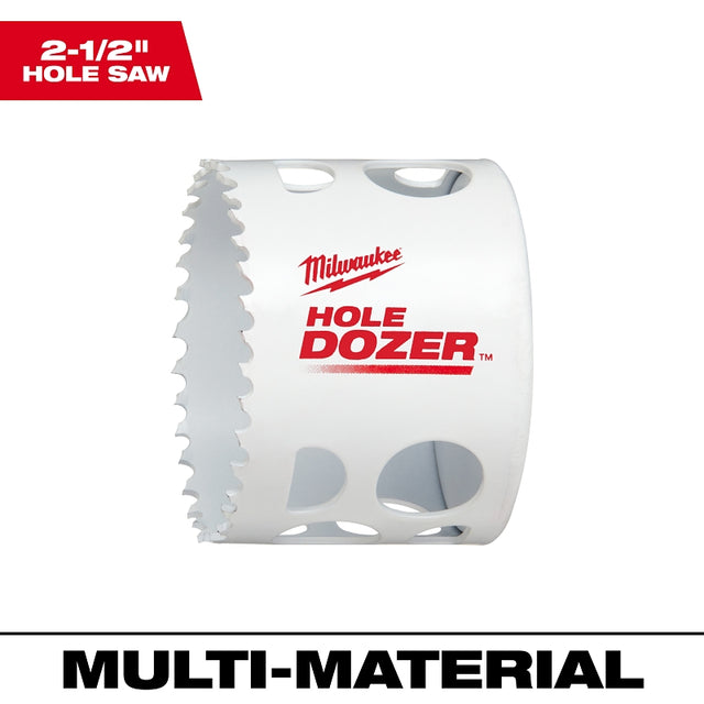 Milwaukee 49-56-9631 Hole Saw, 2-1/2 in Dia, 1-5/8 in D Cutting, 1/2-20 Arbor, 4, 5 TPI, Bi-Metal Cutting Edge