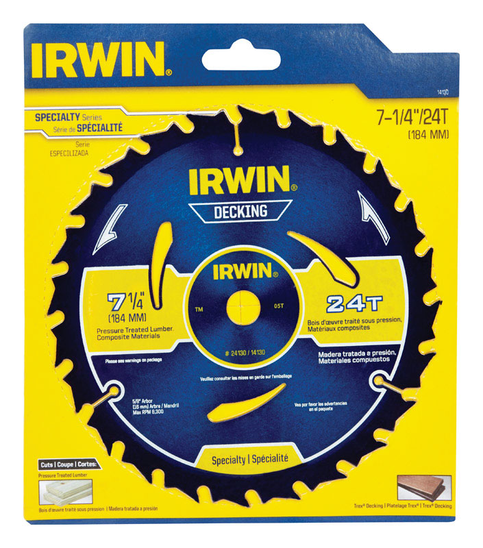 Irwin Marathon 7-1/4 in. D X 5/8 in. Carbide Circular Saw Blade 24 teeth 1 pk