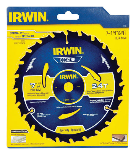 Irwin Marathon 7-1/4 in. D X 5/8 in. Carbide Circular Saw Blade 24 teeth 1 pk
