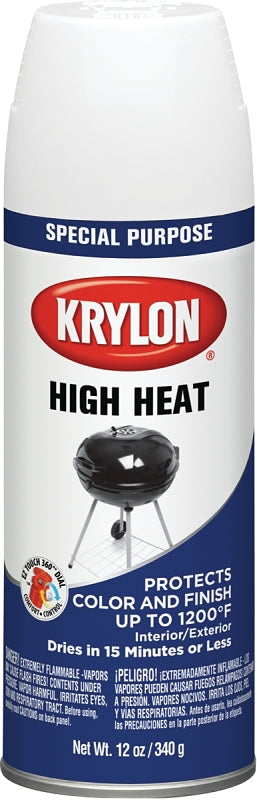 Krylon K01505777 Spray Paint, 12 oz Can, 20 sq-ft Coverage Area, Solvent Base, Flat, White