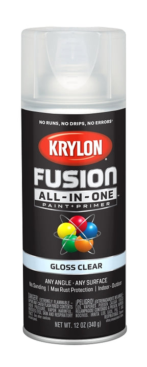 Krylon K02705007 Spray Paint, 12 oz Can, 25 sq-ft Coverage Area, Acrylic Base, Gloss, Clear