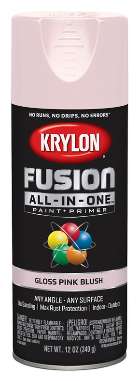 Krylon K02717007 Spray Paint, 12 oz Can, 25 sq-ft Coverage Area, Acrylic Base, Gloss, Pink Blush