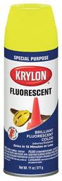 Krylon K03104888 Fluorescent Spray Paint, 11 oz Can, 25 sq-ft Coverage Area, Solvent Base, Gloss, Lemon Yellow