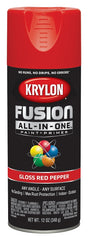 Krylon K02720007 Spray Paint, 12 oz Can, 25 sq-ft Coverage Area, Acrylic Base, Gloss, Red Pepper