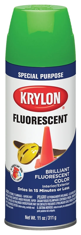 Krylon K03106888 Spray Fluorescent Spray Paint, Gloss, Fluorescent Green, 11 oz