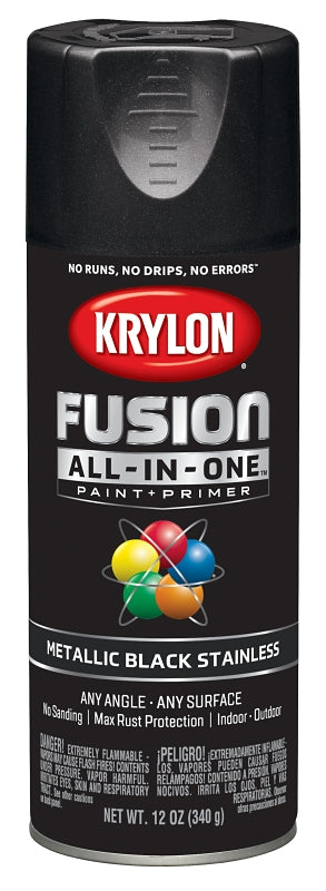 Krylon K02790007 Spray Paint, Metallic, Black Stainless, 12 oz, Can