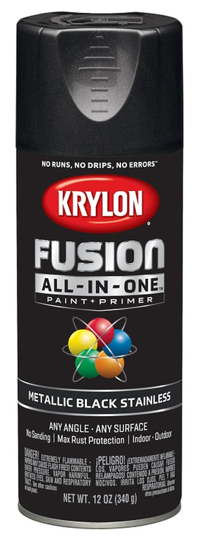 Krylon K02790007 Spray Paint, Metallic, Black Stainless, 12 oz, Can