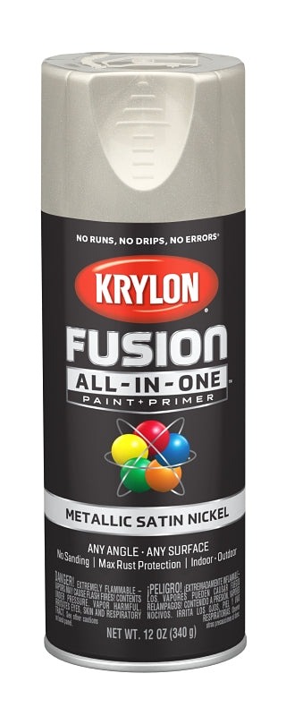 Krylon K02772007 Spray Paint, Satin, Nickel, 12 oz, Can