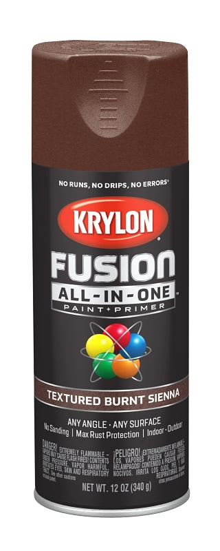 Krylon K02777007 Spray Paint, Textured, Burnt Sienna, 12 oz, Can
