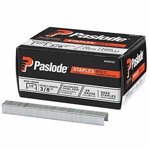 Paslode 1015278 Staple, 1/2 in W Crown, 3/8 in L Leg, 20 ga Gauge, Steel, Galvanized