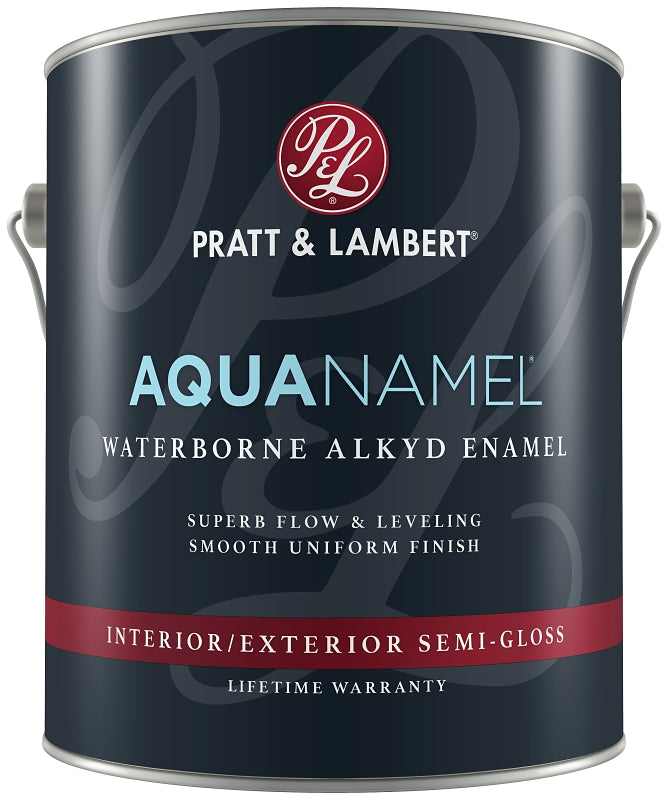 Pratt & Lambert Aquanamel 0000Z0890-16 Enamel, Semi-Gloss, White, 1 gal, Pack of 4