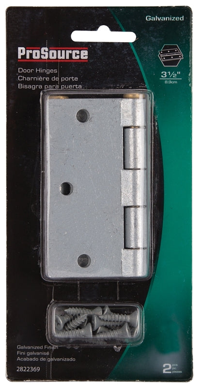 ProSource 20338MGS-PS Square Corner Door Hinge, Steel, Mechanical Galvanized, Loose Pin, 180 deg Range of Motion