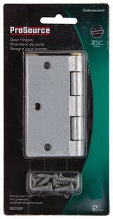 ProSource 20338MGS-PS Square Corner Door Hinge, Steel, Mechanical Galvanized, Loose Pin, 180 deg Range of Motion