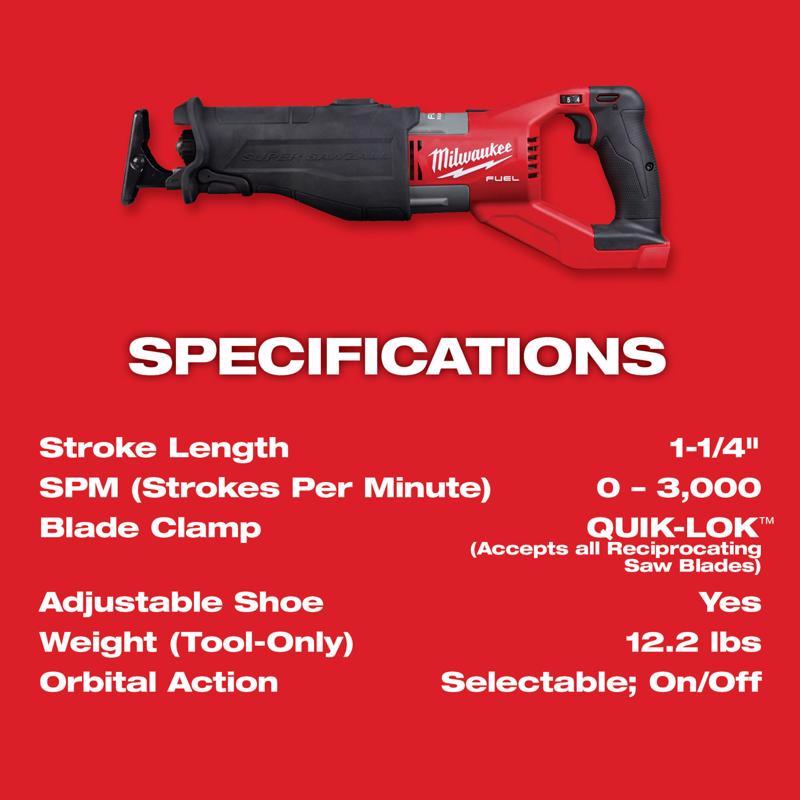 Milwaukee M18 FUEL SUPER SAWZALL Cordless Brushless Reciprocating Saw Kit (Battery & Charger)