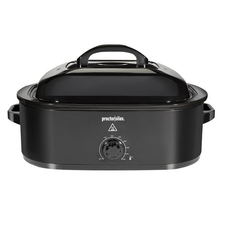 Proctor Silex 32211 Electric Roaster Oven, 18 qt Capacity, 1450 W, Knob Control, Aluminum, Black
