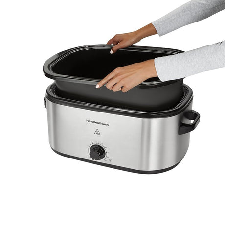Hamilton Beach 32215G Electric Roaster Oven, 22 qt Capacity, 1450 W, Knob Control, Aluminum, Stainless Steel