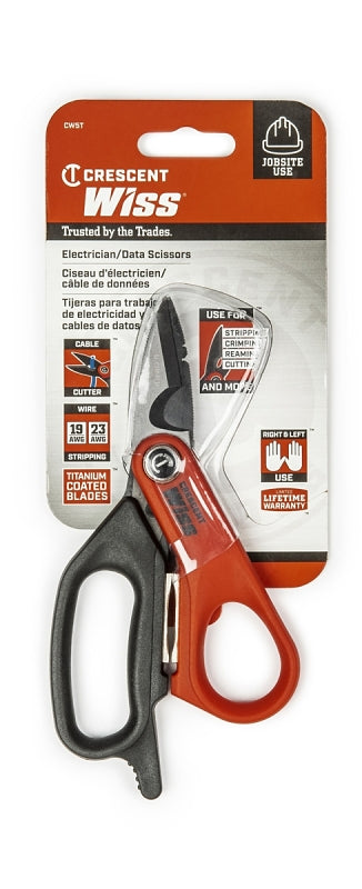 Wiss CW5T Electrician's Data Shear, 6 in OAL, Ergonomic, Soft Textured Grip Handle, TPR Handle