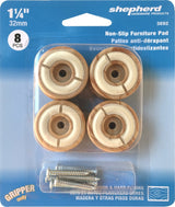 Shepherd Hardware 3692 Furniture Pad, Round, 1-1/4 in Dimensions, Plastic, Woodgrain, 8/PK
