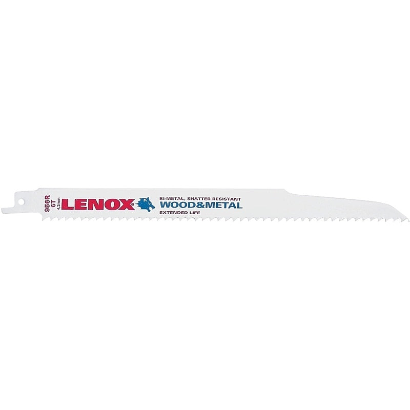 Lenox 20587S956R Reciprocating Saw Blade, Applicable Materials: Nail-Embedded Wood, Non-Ferrous Metal, 3/4 in W, 9 in L