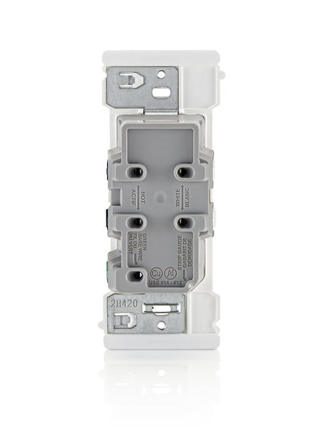 Decora M02-E5325-0MW Grounding Duplex Outlet, 2-Pole, 15 A, 125 VAC, Color-Coded Wiring, NEMA: NEMA 5-15R, White