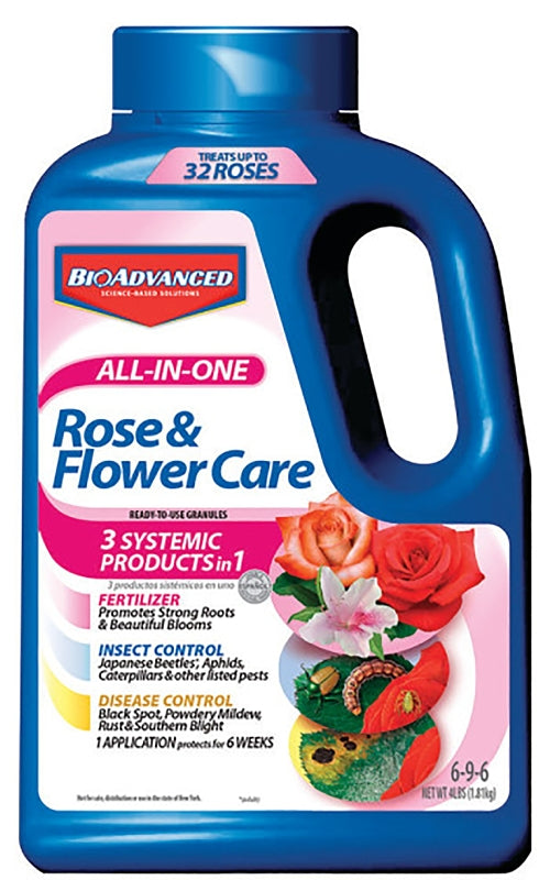 BioAdvanced 701110A Rose and Flower Fertilizer, 4 lb, Granular, 6-9-6 N-P-K Ratio