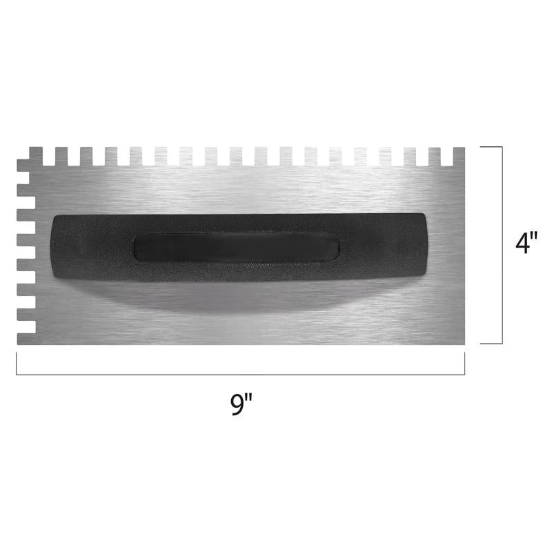 QEP 9 in. W X 4 in. L Steel Square Notched Trowel