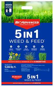 BioAdvanced 704865H Weed and Feed Fertilizer, 24 lb Bag, 22-0-4 N-P-K Ratio