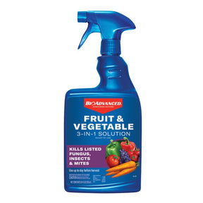 BioAdvanced 801500E 3-in-1 Fruit and Vegetable Solution, Indoor, Outdoor, 24 oz Bottle, Pack of 4