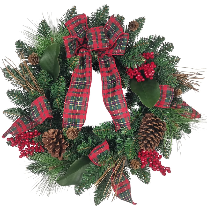 Hometown Holidays 38701 Wreath, Twigs/Berries/Bows, 22 in, Pack of 6