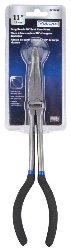 Vulcan JL-PR51100-90 Bent Nose Pliers, 11 in OAL, 5.2 cm Jaw Opening, Black Handle, Non-Slip Grip Handle, 3/4 in W Jaw