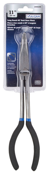 Vulcan JL-PR51100-90 Bent Nose Pliers, 11 in OAL, 5.2 cm Jaw Opening, Black Handle, Non-Slip Grip Handle, 3/4 in W Jaw