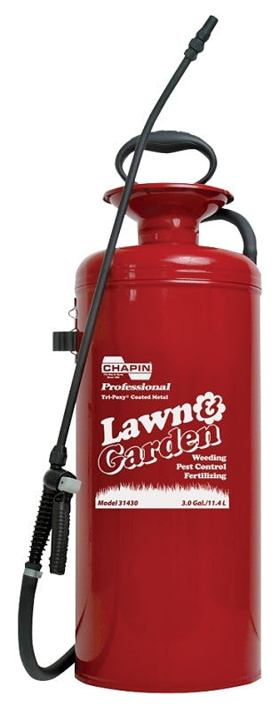 Chapin 31430 Compression Sprayer, 3 gal Tank, Steel Tank, 42 in L Hose