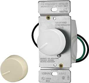 Eaton Wiring Devices RI061-VW-K2 Rotary Dimmer, 120 V, 600 W, Halogen, Incandescent Lamp, Ivory/White