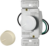 Eaton Wiring Devices RI061-VW-K2 Rotary Dimmer, 120 V, 600 W, Halogen, Incandescent Lamp, Ivory/White