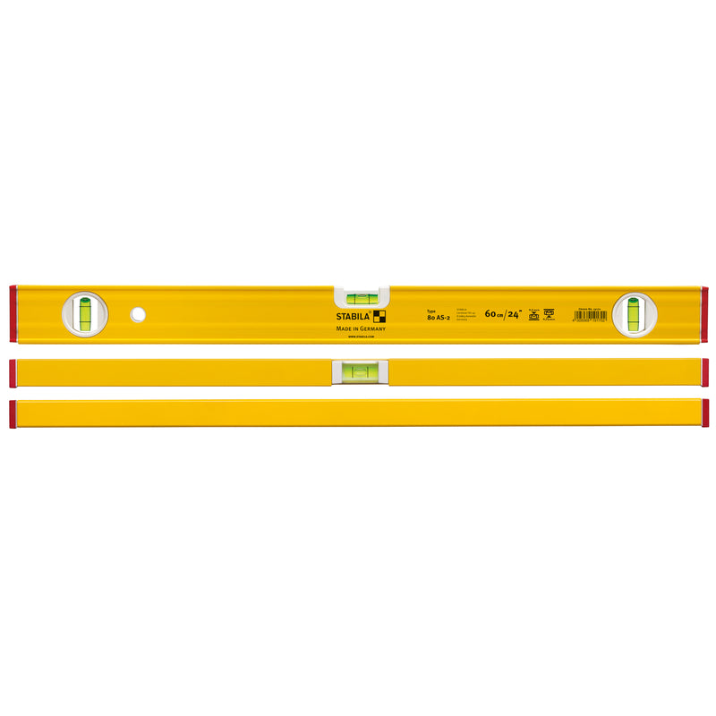 STABILA 24 in. Aluminum Type 80 AS-2 Box Beam Level 3 vial