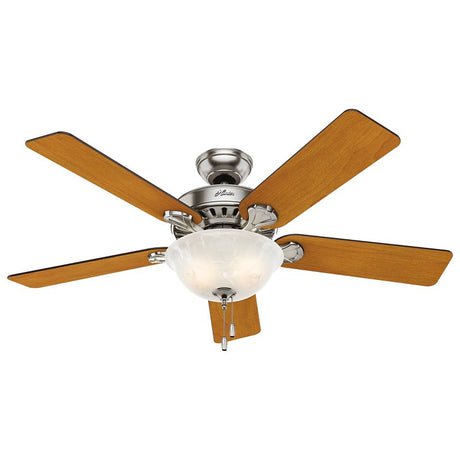 Hunter 53249/28723 Ceiling Fan, 5-Blade, Blackened Rosewood/Chestnut Blade, 52 in Sweep, 3-Speed, With Lights: Yes