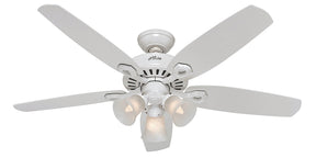 Hunter 53236 Ceiling Fan, 5-Blade, Snow White Blade, 52 in Sweep, 3-Speed, With Lights: Yes
