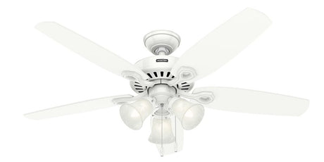 Hunter 53236 Ceiling Fan, 5-Blade, Snow White Blade, 52 in Sweep, 3-Speed, With Lights: Yes