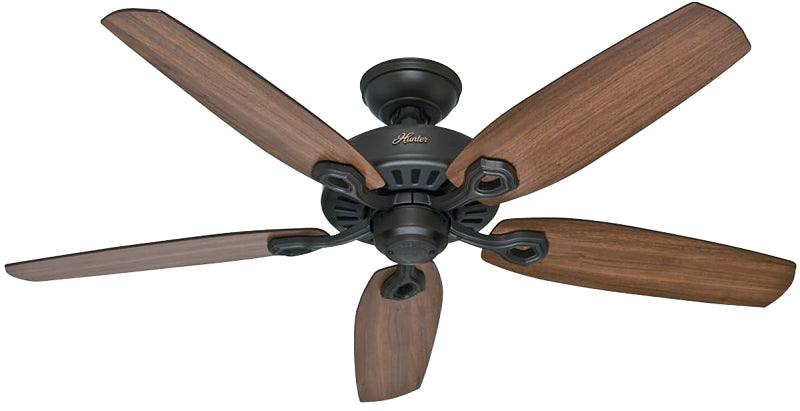 Hunter Builder Elite Series 53242 Ceiling Fan, 5049 cfm Air, 5-Blade, Brazilian Cherry/Harvest Mahogany Blade