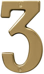 Hy-Ko BR-51PB, Prestige Series BR-51PB/3 House Number, Character: 3, 5 in H Character, Solid Brass, Pack of 3