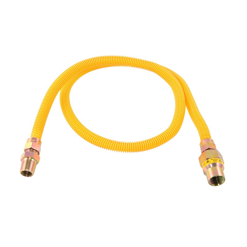 Eastman 20YE50V148B Gas Connector, 1/2 in, FIP x MIP, Stainless Steel, Epoxy-Coated, 48 in L, 1/2 in OD