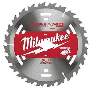 Milwaukee 48-41-0713 Circular Saw Blade, 7-1/4 in Dia, 5/8 in Arbor, 24-Teeth, Carbide Cutting Edge, Pack of 10