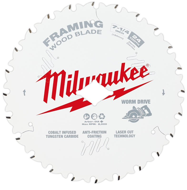 Milwaukee 48-41-0723 Circular Saw Blade, 7-1/4 in Dia, 5/8 in Arbor, 24-Teeth, Pack of 10