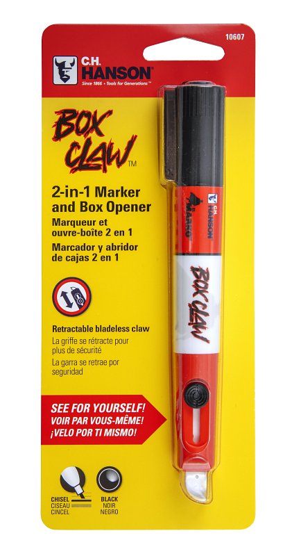 CH Hanson Box Claw Series 10607 2-in-1 Marker and Box Opener, Black, 7.82 in L, Pack of 12