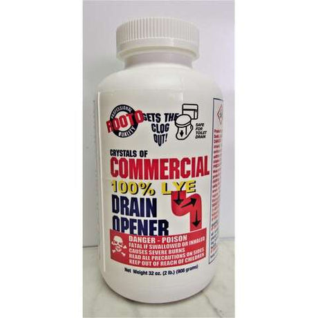 Rooto Household Lye Based Crystals Drain Cleaner 32 oz, Pack of 12
