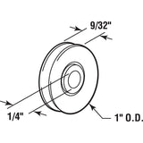 Prime-Line B 552 Door Roller, 1 in Dia Roller, 9/32 in W Roller, Nylon, White, 2-Roller, Bottom Mounting