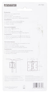 ProSource LR-064-PS Utility Hinge, Steel, Zinc, Removable Pin, 180 deg Range of Motion, Full Mortise Mounting