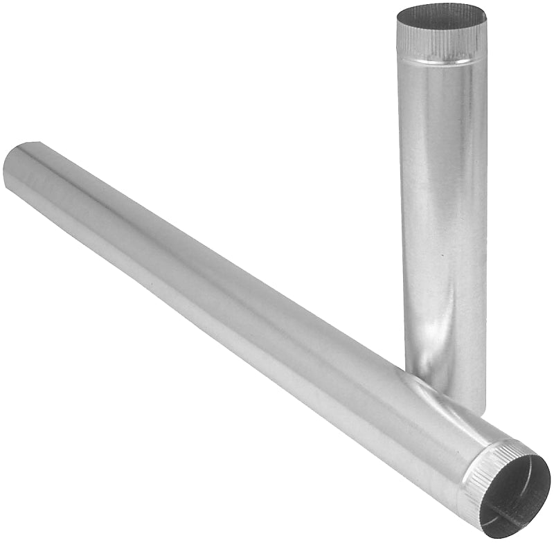 Imperial GV1604 Duct Pipe, 3 in Dia, 24 in L, 26 Gauge, Galvanized Steel, Galvanized, Pack of 10